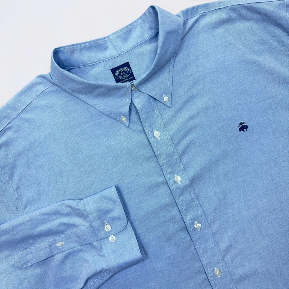 Brooks Brothers OCBD Shirt Mens 4XL Blue Long Sleeve Supima Cotton Non-Iron